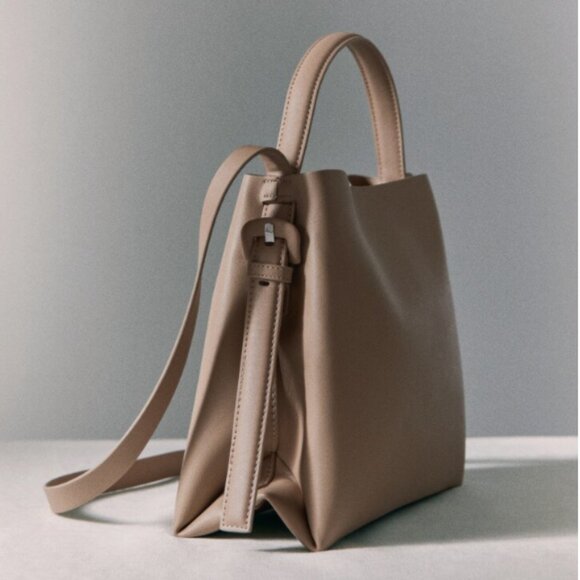 Mango Women's Medium Shopper Bag With Buckle Detail Light Pastel Brown - Picture 4 of 5